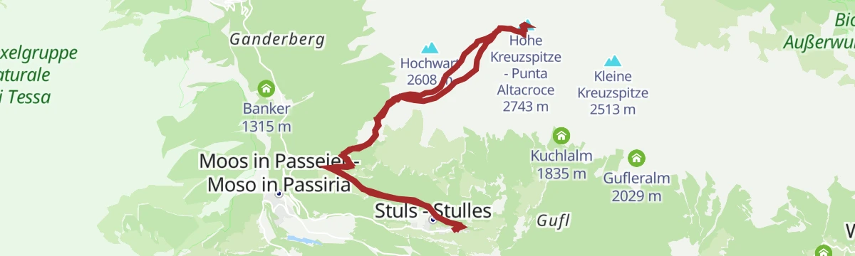 Route map: Escursione sulla Punta Alta Croce (2743 m)